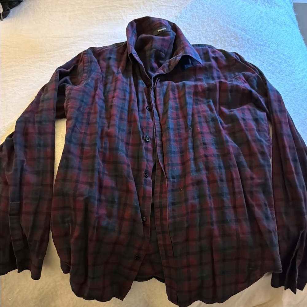 Theory L Plaid Button Down